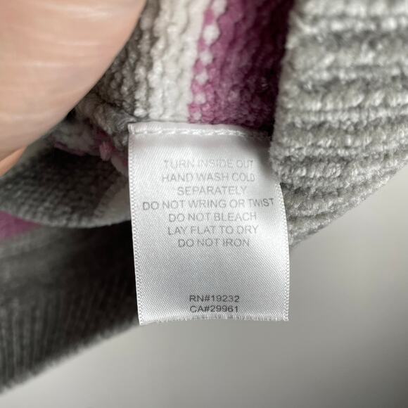 VTG Alfred Dunner Sweater LP Purple White Striped Chenille Pullover Grandma - Picture 12 of 15